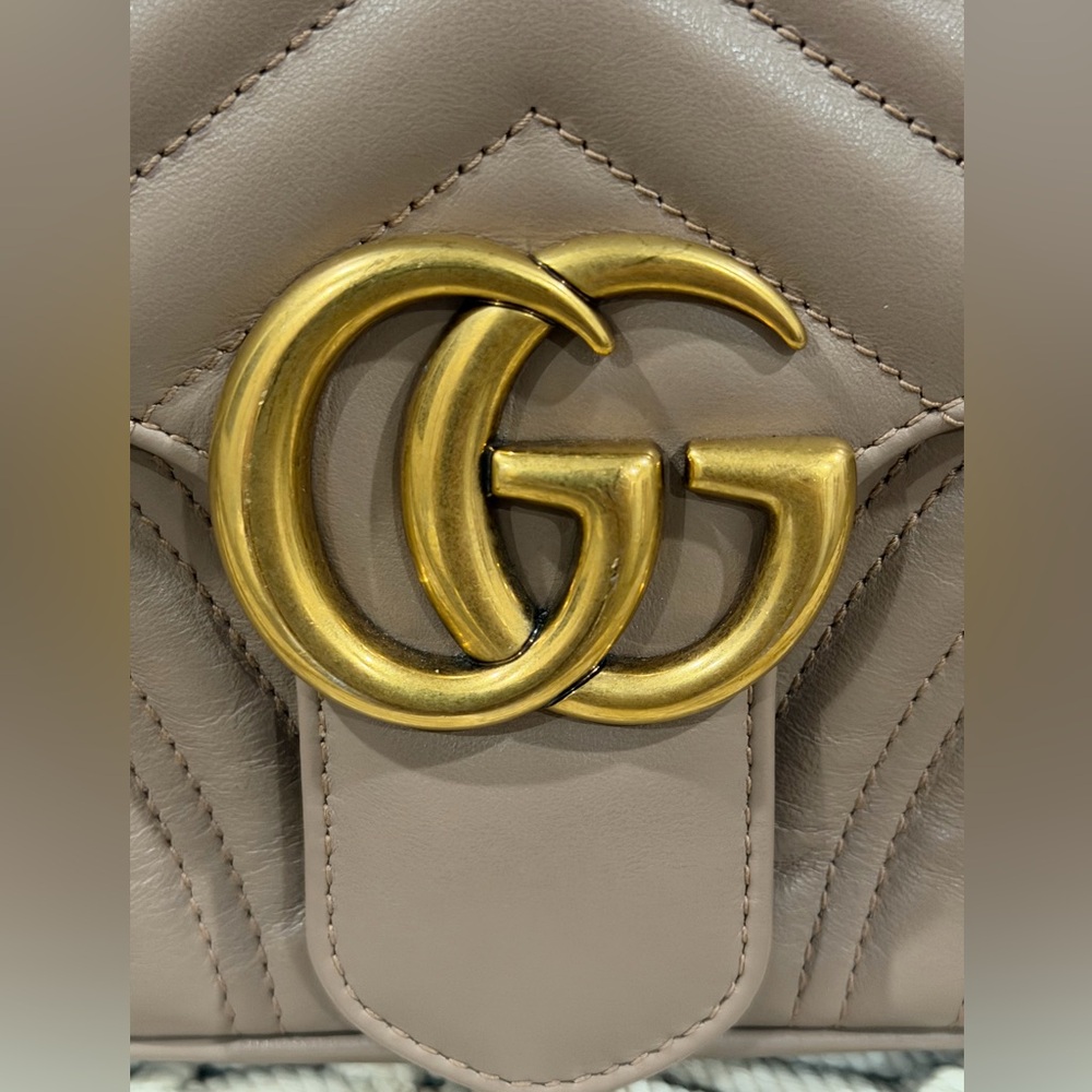 Gucci Taupe Quilted Leather Shoulder Bag with Gold Hardware - Picture 13 of 13